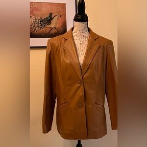 NWOT Preston York Classes Camel Lambskin Blazer